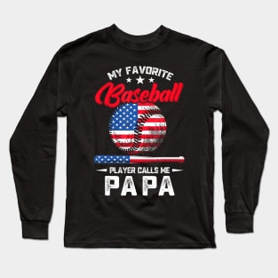 Baseball My Favorite Player Calls Me Papa Grandpa Long Sleeve T-Shirt